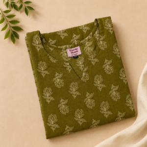 Home Green Cotton Kurti