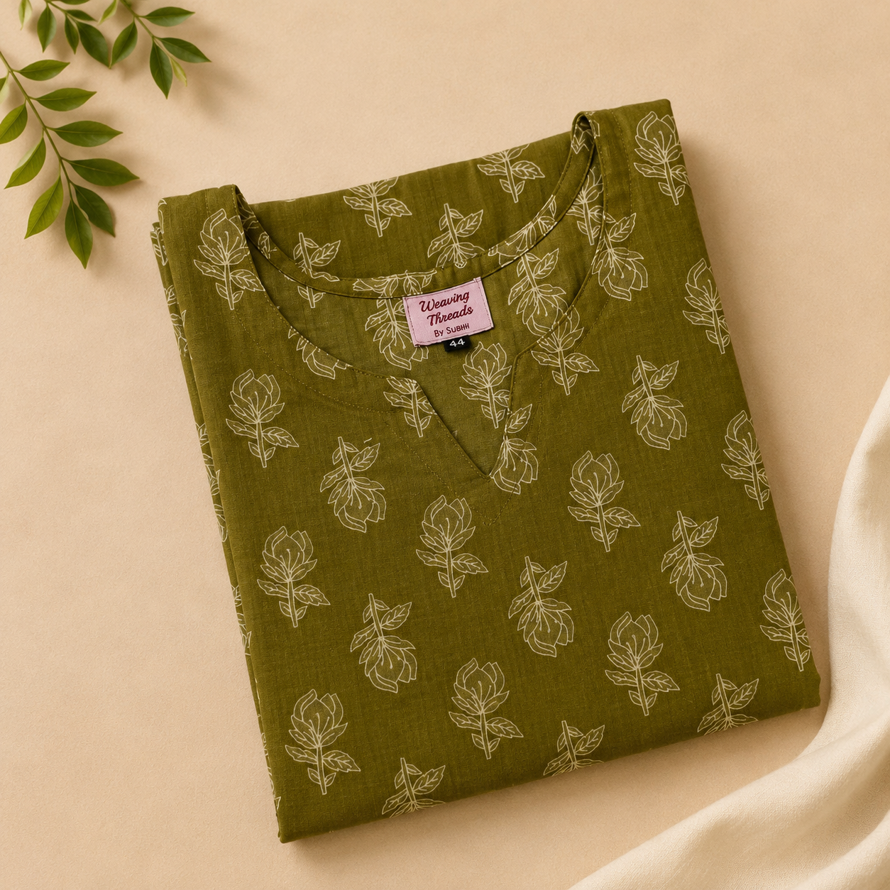 Green Printed Cotton Kurti Green Cotton Kurti